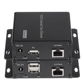 HDMI over Ethernet Converters with KVM 3.5mm Audio IR,HDMI over RJ45 Extenders Up to 656FT(200m) by Network Cable Cat5e Cat6 Cat7, Full HD 1080P -A Pair